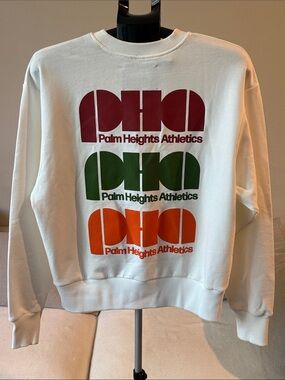 White Crewneck Sweatshirt with Multicolor Logos